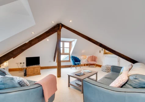 The living room at Penthouse Channel View, Lynton