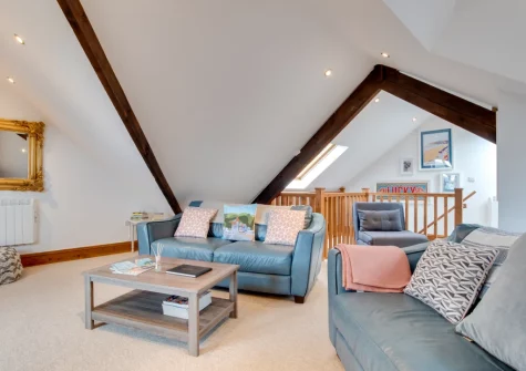 The living room at Penthouse Channel View, Lynton