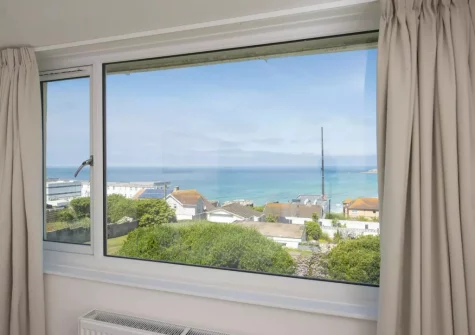 The view from bedroom #2 at Pentire Beach House, Newquay