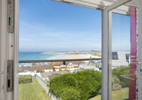 The view from bedroom #4 at Pentire Beach House, Newquay