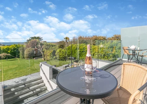 Bedroom #1 and #2 balcony & outdoor sitting area at Pentire, Trevone