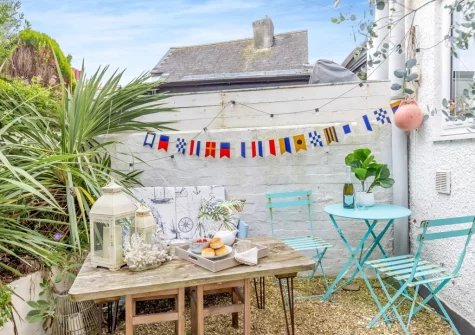The enclosed courtyard & outdoor sitting area at Pentreath, Kingsand
