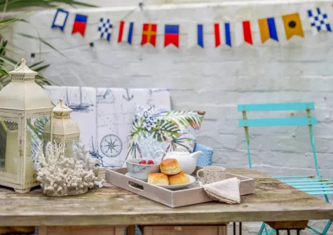 The enclosed courtyard & outdoor sitting area at Pentreath, Kingsand