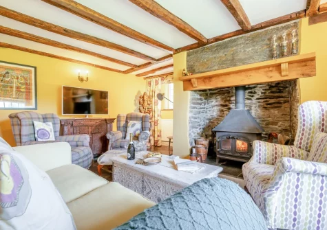 The living room at Penvith Farmhouse, Saint Martin-by-Looe