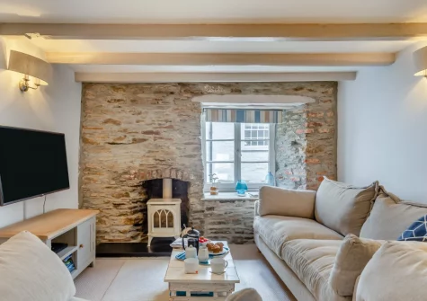 The living room at Petroc, Looe