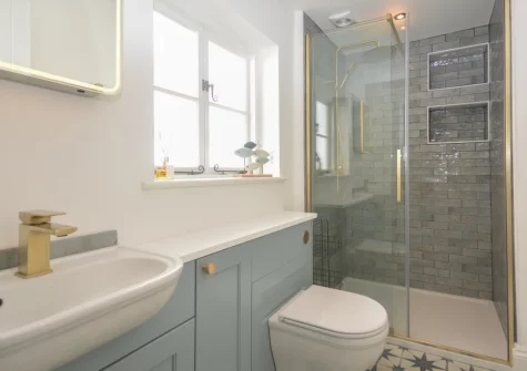 The shower room at Petroc, Looe