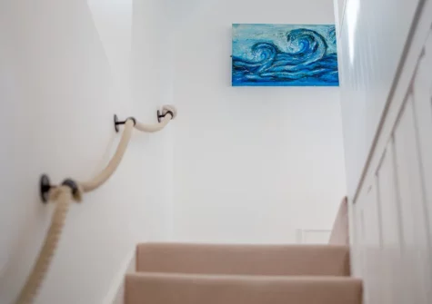 The stairs up to the first floor at Petroc, Looe