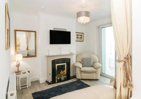 The living room at Pier View, Paignton