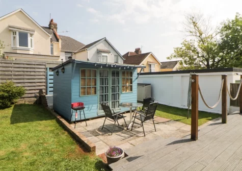 The patio & garden at Pier View, Paignton
