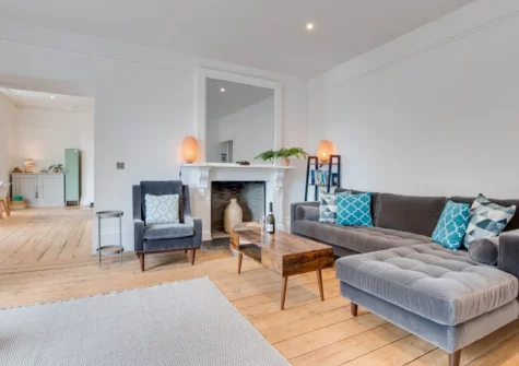 The living room at Pines, Mortehoe
