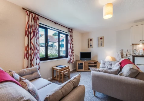 The living area at Pioneer Apartment No 7, Beer