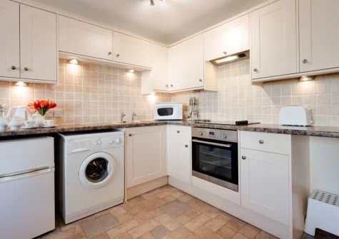 The kitchen at Pioneer Apartment No 7, Beer