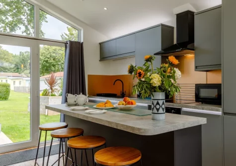 The kitchen at Plaice Two Two Be at Brixham Holiday Park, Brixham