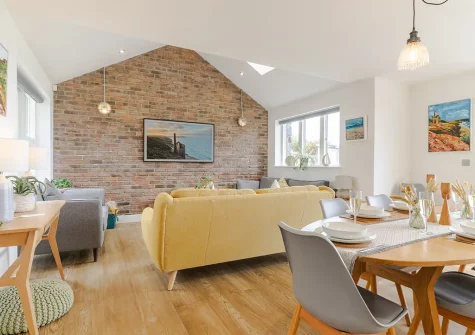 The ground floor living area at Polberro Cottage, St Agnes