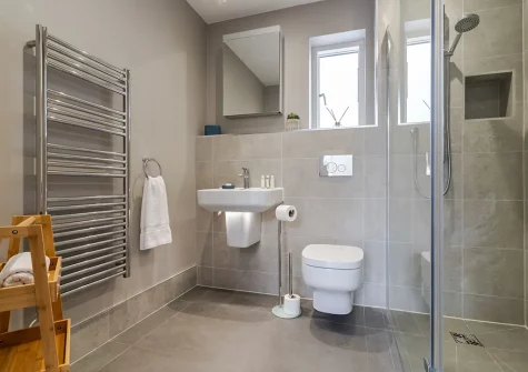 The shower room at Polberro Cottage, St Agnes