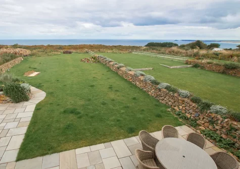 The patio, alfresco dining area & garden at Polberro Cottage, St Agnes