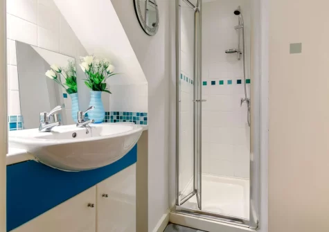The shower room at Polly's Place, St Ives