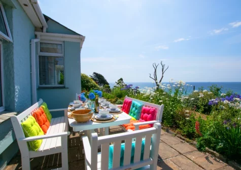 The patio & alfresco dining area at Pooh Corner, Praa Sands