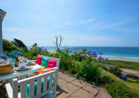 The magnificent sea view from the patio & alfresco dining area at Pooh Corner, Praa Sands
