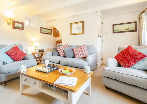 The living room at Popigale Cottage, Helford