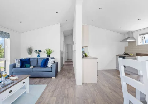 The living area at Poppy, 5 Roadford Lakes Lodges, Broadwoodwidger