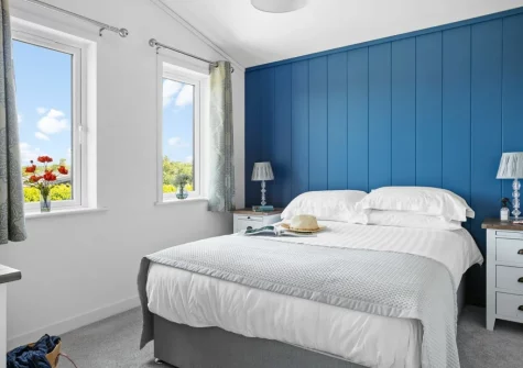 Bedroom #1 at Poppy, 5 Roadford Lakes Lodges, Broadwoodwidger