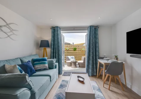 The living & dining area at Portbeck, Porthleven