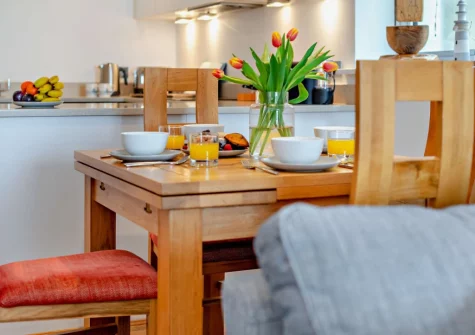 The dining area at Porth Apartment, Newquay