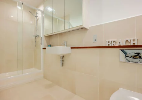 Bedroom #1 en-suite shower room at Porth Apartment, Newquay