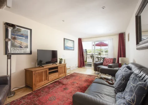 The living area at Porth Beach House at Mermaid Court, Newquay