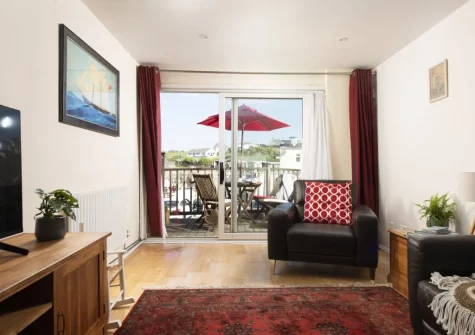 The living area at Porth Beach House at Mermaid Court, Newquay