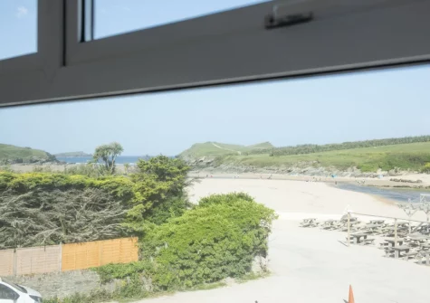 The view from bedroom #1 at Porth Beach House at Mermaid Court, Newquay