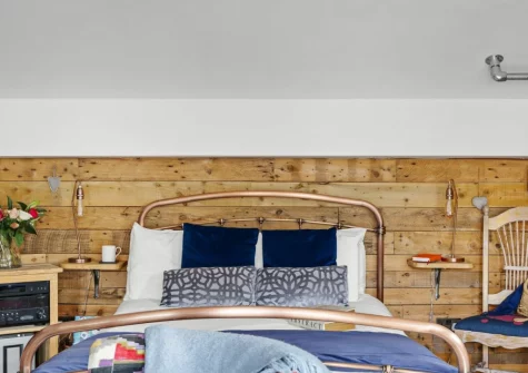 The sleeping area at Porth Chapel at the Buryas Bridge Collection, Buryas Bridge