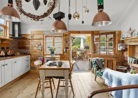 The kitchen, dining & living area at Porth Chapel at the Buryas Bridge Collection, Buryas Bridge