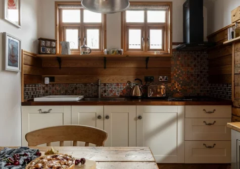 The kitchen & dining area at Porth Chapel at the Buryas Bridge Collection, Buryas Bridge