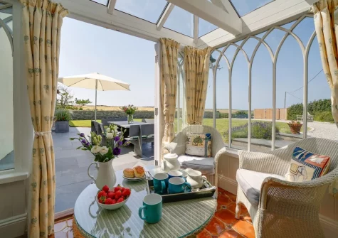 The conservatory at Porthcothan House, Porthcothan