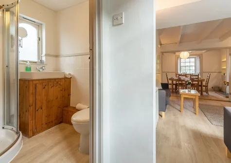 The shower room at Porthgwidden Cottage, Lelant