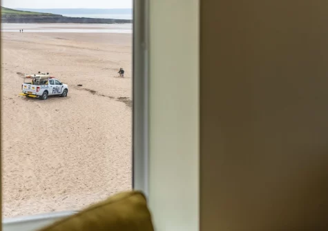 The beach & sea view from the living room at Portledge, Croyde