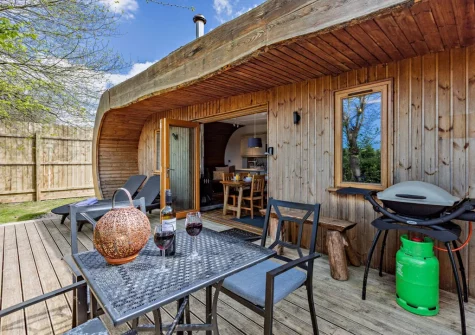 The decked patio, barbecue & alfresco dining area at Potbelly, Westward Ho!