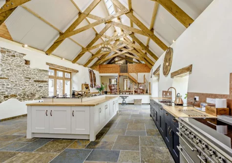 The kitchen at Priestacott Tithe Barn, Torrington