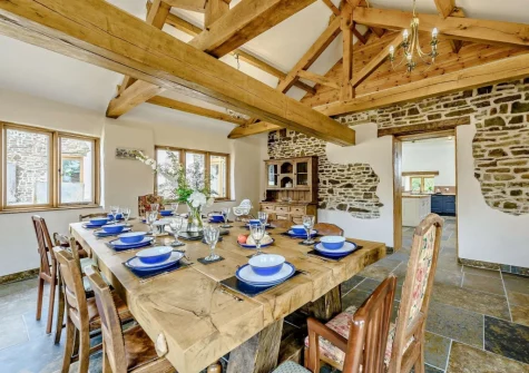 The dining room at Priestacott Tithe Barn, Torrington