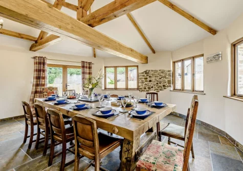 The dining room at Priestacott Tithe Barn, Torrington
