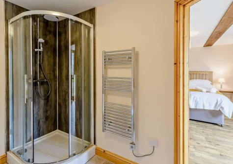 Bedroom #2 en-suite shower room at Priestacott Tithe Barn, Torrington