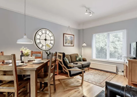 The living area at Primrose Cottage at Greatrock Farm, Hennock