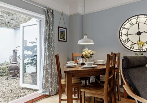 The dining area at Primrose Cottage at Greatrock Farm, Hennock