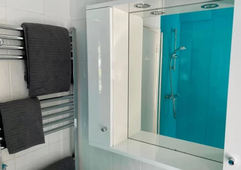 The shower room at Primrose Cottage at Greatrock Farm, Hennock