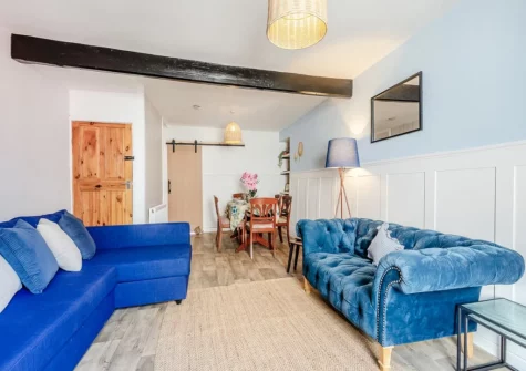 The living area at Primrose Cottage, Teignmouth