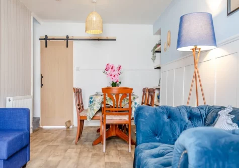 The living area at Primrose Cottage, Teignmouth