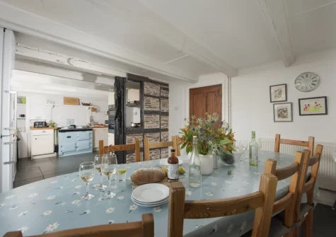 The kitchen & dining area at Primrose Cottage, Treyarnon