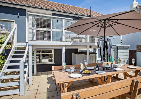 The patio & alfresco dining area at Priory Stables, Croyde